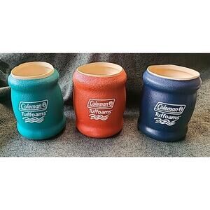 lot of 3 Vintage Coleman Tuffoams Coozie Insulated Beer Soda Can Holders